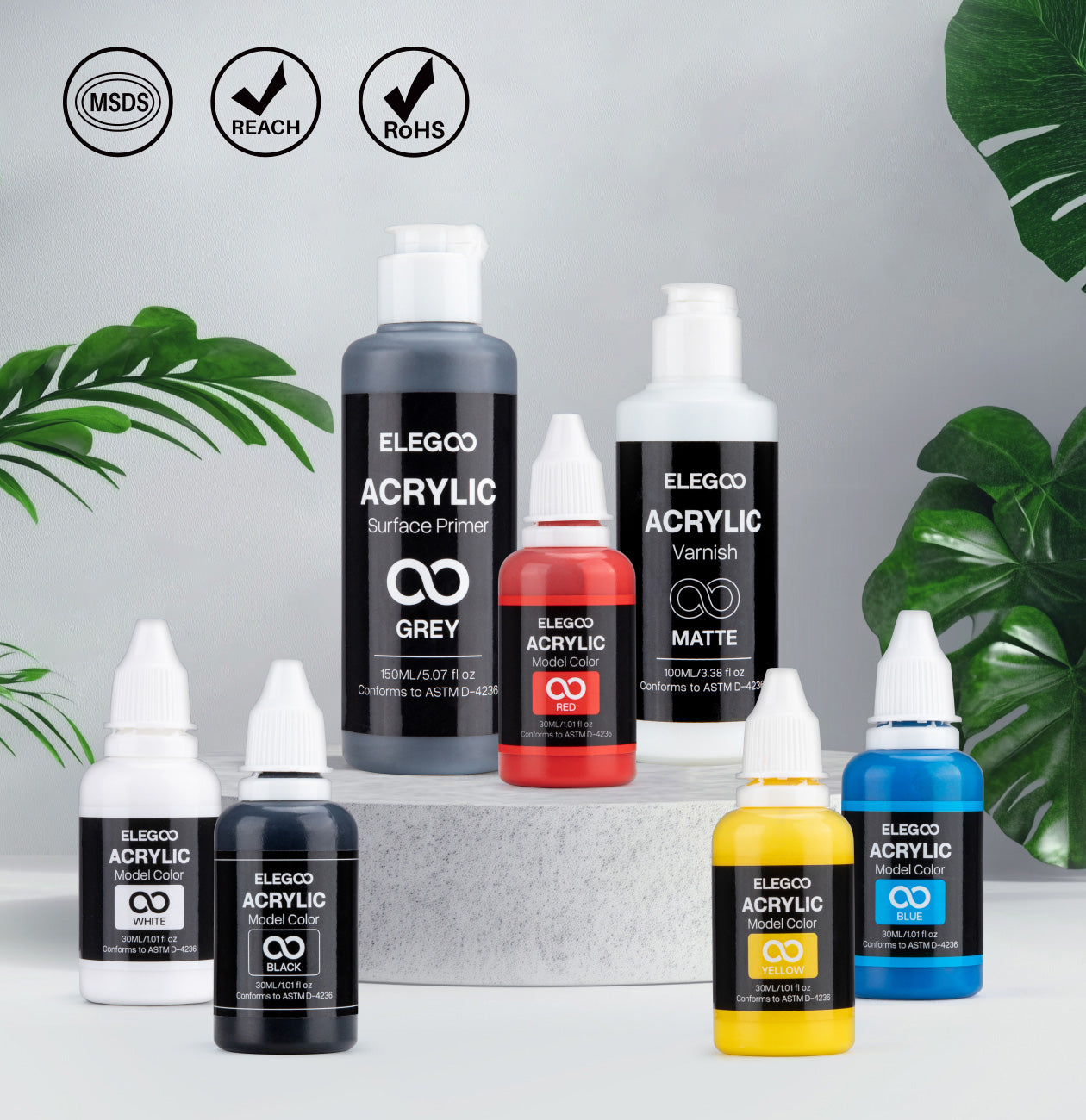 Primer verniz e tintas acrílicas ELEGOO 3D Paint Kit