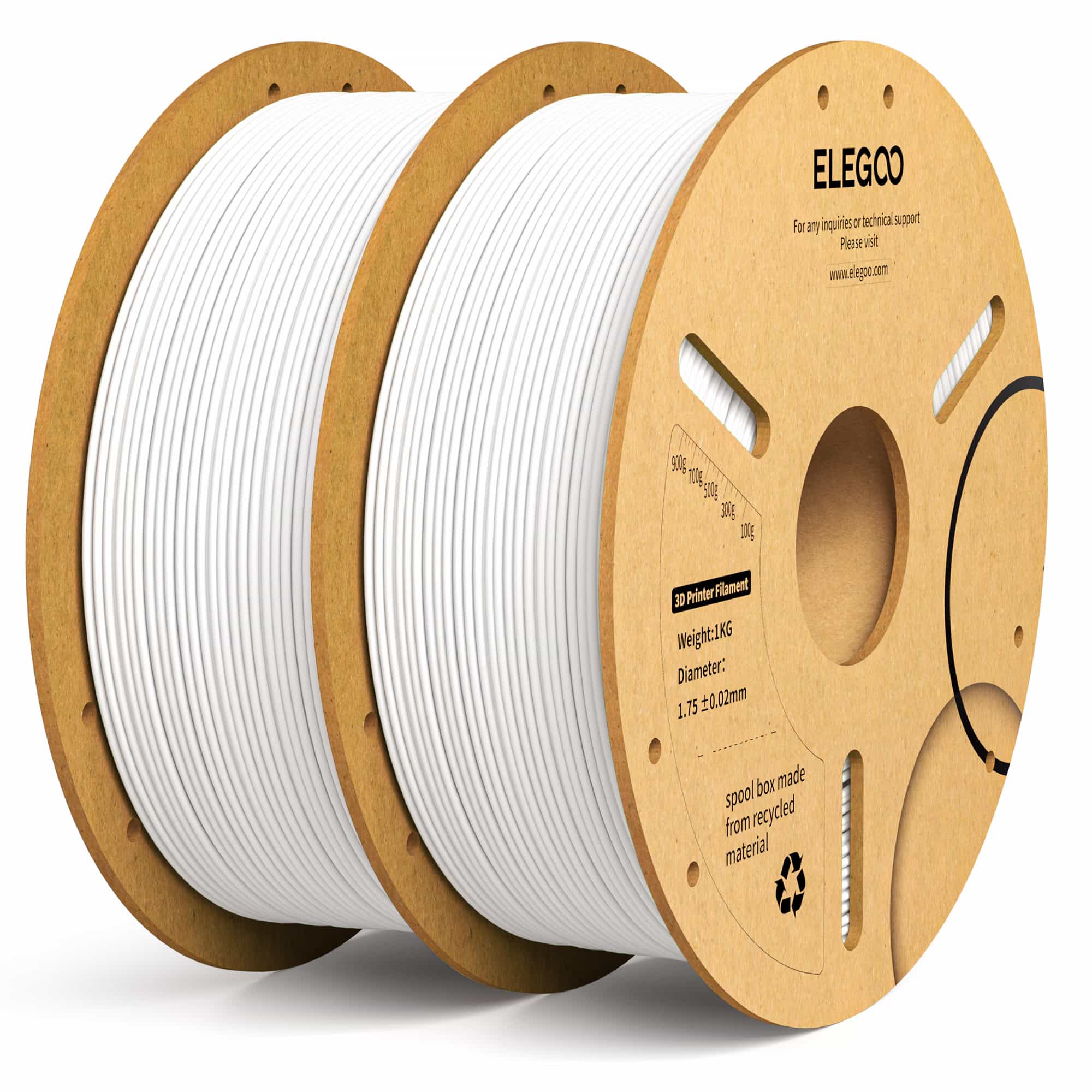  ELEGOO PLA PRO Filament 1.75mm White 1KG, Improved
